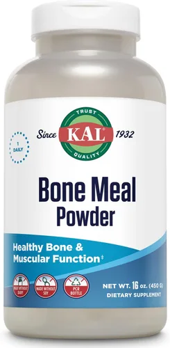 KAL Polvo de harina de huesos | Suplemento esterilizado y comestible rico en calcio, fósforo, magnesio | Para huesos, dientes, nervios, función
