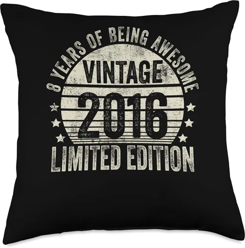 Miniatura 4 de Retro 8th Birthday Gifts Girls Boys Throw Pillow