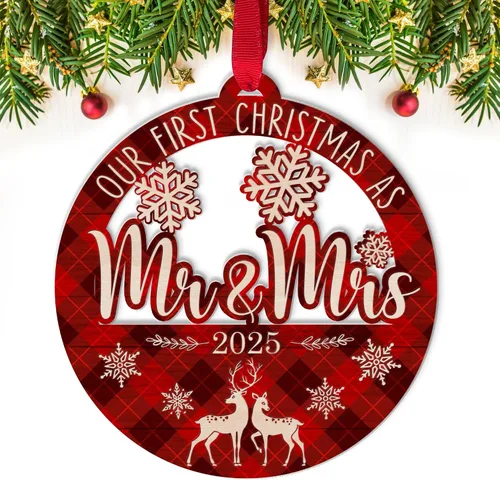 Miniatura 23 de Ornamento de Vidrio para el 50º Aniversario de Bodas – Elegante Decoración de Árbol de Navidad de Vidrio Transparente y Regalo Conmemorativo