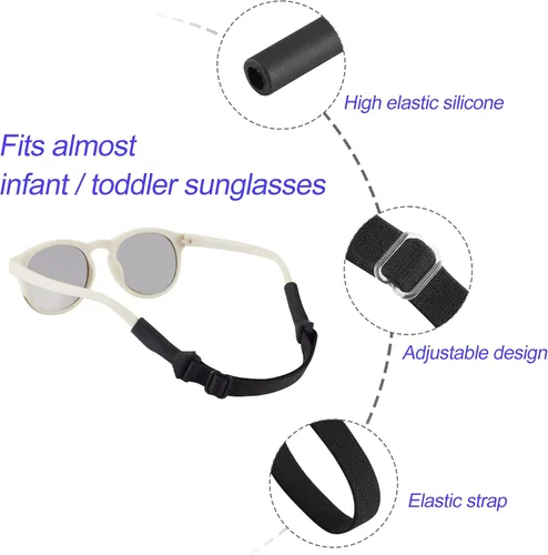 Miniatura 2 de lvvfit Correas ajustables para lentes de bebé (5-8 pulgadas), correas ajustables para lentes de sol deportivas, para niños y niñas, de 0 a 3 años