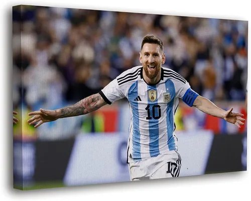 Miniatura 23 de SpiritualHands Lionel Messi - Póster en lienzo de Messi Argentina, póster de fútbol de Leo Messi para dormitorio de niños, 8 x 12 pulgadas, listo