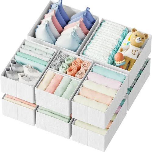 Miniatura 10 de Neaterize - Juego de 12 organizadores de cajones para ropa, cestas separadoras para guardar ropa, maquillaje, baño, organizar ropa interior, Rosa