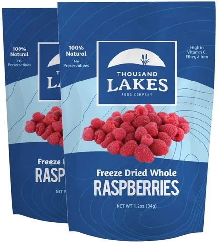 Miniatura 3 de Thousand Lakes Paquete de 3 paquetes de 2 bayas liofilizadas (6 bolsas en total) 100% frambuesas enteras, arándanos enteros y fresas en rodajas