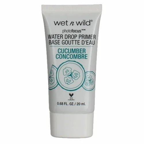 wet n wild Photo Focus - Imprimación de gotas de agua, imprimación hidratante ligera con ácido hialurónico, sin crueldad animal y sin gluten, pepino