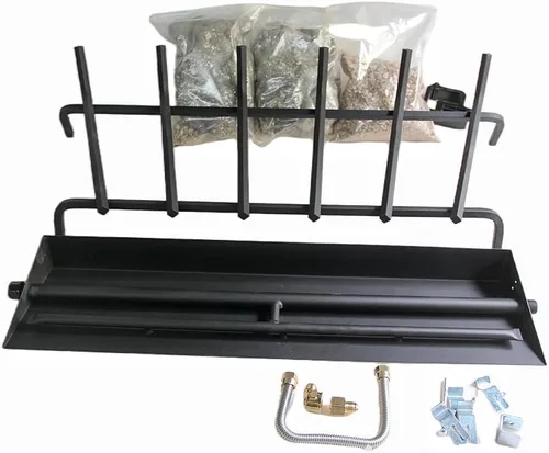 Miniatura 4 de Bandeja de quemador de 18"-30" para chimenea de gas, quemador de chimenea de gas, troncos de gas, quemador de propano (16.5 pulgadas, dos tubos)