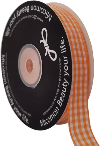 Miniatura 40 de Cinta de cuadros a cuadros vichy marrón 25 yardas cada rollo 100% poliéster (1 pulgada, marrón)