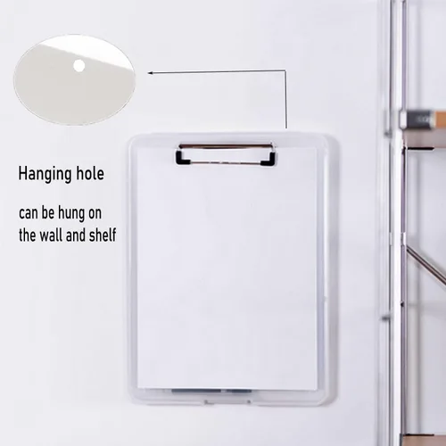 Miniatura 5 de SAYEEC Caja de almacenamiento de portapapeles A4, soporte de papel de plástico portátil con clip para placas, organizador de archivos multifuncional
