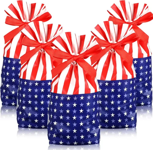 Ctosree 40 bolsas de regalo de la bandera estadounidense, bolsas de regalo del 4 de julio, bolsas de dulces del Día de la Independencia, bolsas de