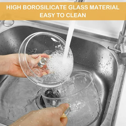Miniatura 5 de DOITOOL Olla de sopa de vidrio de borosilicato con tapa, 1.4 cuartos de galón, resistente al calor, para fideos instantáneos, comida para bebés