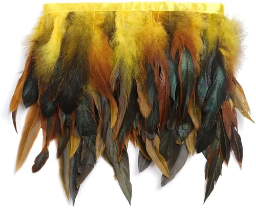 Miniatura 8 de Shekyeon Borde de flecos de plumas de gallo de 2 yardas para decoración de disfraces (negro)