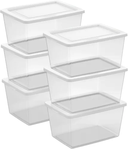 Miniatura 39 de Sterilite Paquete de 8 contenedores apilables con tapa, diseño de plástico transparente, 90 cuartos de galón