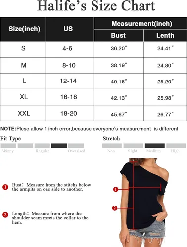 Miniatura 5 de Halife - Blusa de manga corta para mujer, estilo informal con hombro descubierto, para verano, corte holgado
