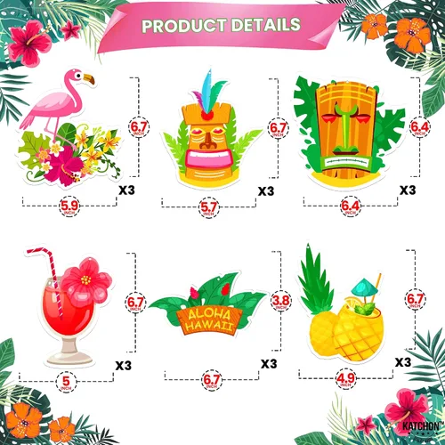 Miniatura 6 de KatchOn, Remolinos colgantes hawaianos de Tiki – Paquete de 30, sin bricolaje Decoraciones de fiesta Tiki Decoraciones de fiesta hawaiana