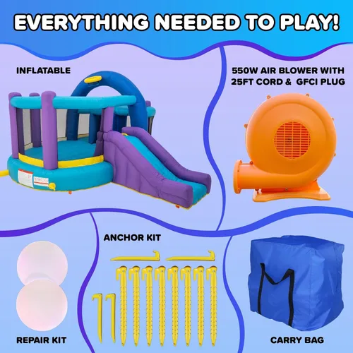 Miniatura 9 de Sportspower INF-2415 Whack-A-Play - Casa inflable con aro de baloncesto, tobogán y soplador de inflado rápido: edad recomendada de 3 a 8 años