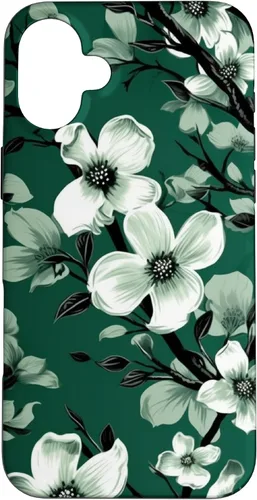Miniatura 22 de White Dogwood Flower Pattern Green Black & White Case for iPhone 17