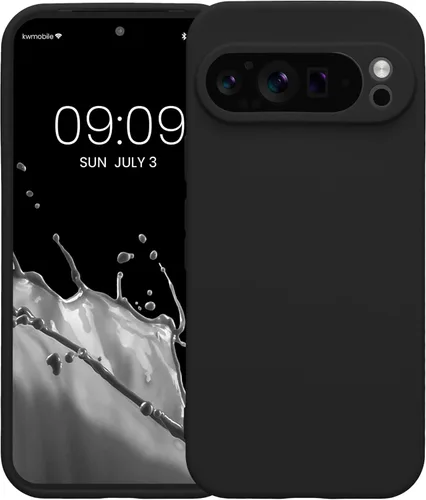 Miniatura 8 de kwmobile Funda compatible con Google Pixel 9 Pro - Funda protectora delgada de TPU para teléfono - Acabado mate suave - Negro mate