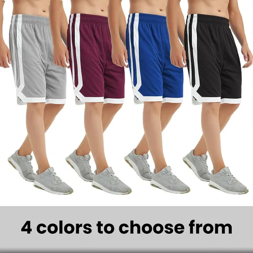 Miniatura 12 de TopTie Pantalones cortos de baloncesto de malla de 7 pulgadas con bolsillos para hombre, pantalones cortos deportivos activos de 2 tonos, pantalones
