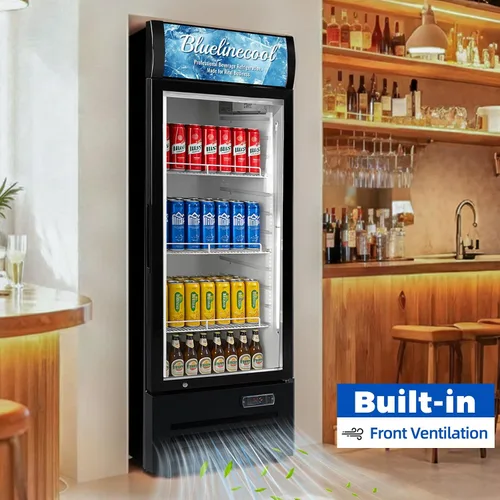 Miniatura 8 de Refrigeradores comerciales Bluelinecool 9 pies cúbicos verticales para exhibición, enfriador de bebidas con puerta de vidrio y luz LED, estantes