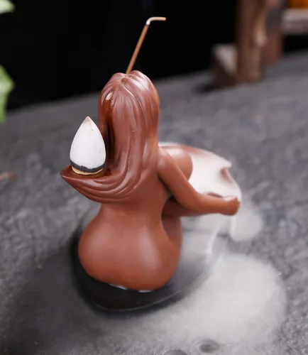 Miniatura 5 de Sexy Lady - Quemador de incienso de cerámica con reflujo, soporte para incienso de humo, ideal para sala de yoga, decoración del hogar, regalo