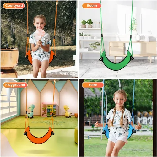 Miniatura 5 de Asiento de columpio para niños con gancho a presión, cuerdas ajustables, para parque infantil, patio trasero interior/exterior, árboles, juego