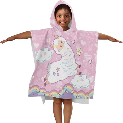 Miniatura 3 de Toalla suave con capucha para baño, piscina, playa, toalla de baño con capucha rosa de alpaca para niño y niña, decoración perfecta para baby shower