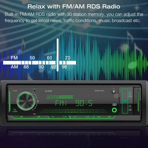 Miniatura 6 de Radio marina estéreo de un solo DIN: receptores de audio Bluetooth para automóvil con pantalla LCD digital Radio FM AM para automóvil
