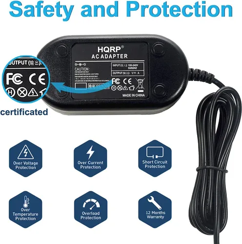Miniatura 5 de HQRP Adaptador de CA de repuesto compatible con Canon VIXIA HF M30, HF M300, HF M31, HF21 videocámara con cable de EE. UU. y adaptador de enchufe