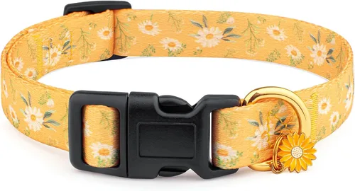 Miniatura 7 de Collar de perro hecho a mano para perros pequeños, medianos y grandes, amarillo limón con colgante, collar de moda para otoño e invierno (Pequeño)