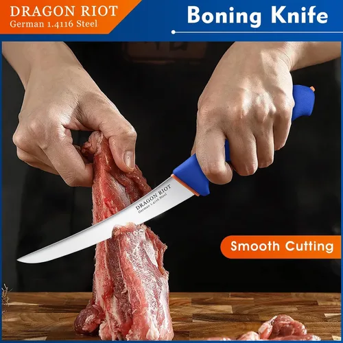 Miniatura 6 de DRAGON RIOT Juego de Cuchillos de Trinchar para Carne Cuchillo Curvo de 6 Pulgadas para Recortar y Deshuesar Pechuga de Res y Cuchillo para Rebanar