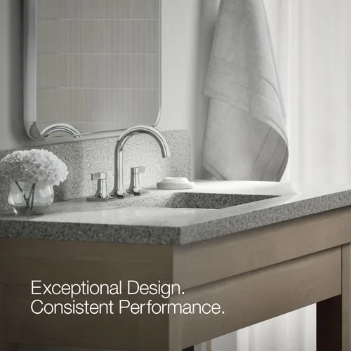 Miniatura 4 de KOHLER K-28125-4-CP Venza - Grifo para lavabo de baño, 3 agujeros con dos manijas de palanca y drenaje clicker, 1.2 GPM, cromo pulido