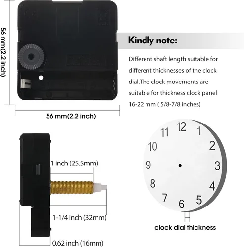 Miniatura 3 de Mejora tu proyecto de reloj de bricolaje con mecanismos de reloj silenciosos de eje largo - ¡Perfecto para paneles gruesos! Inspírate y crea una