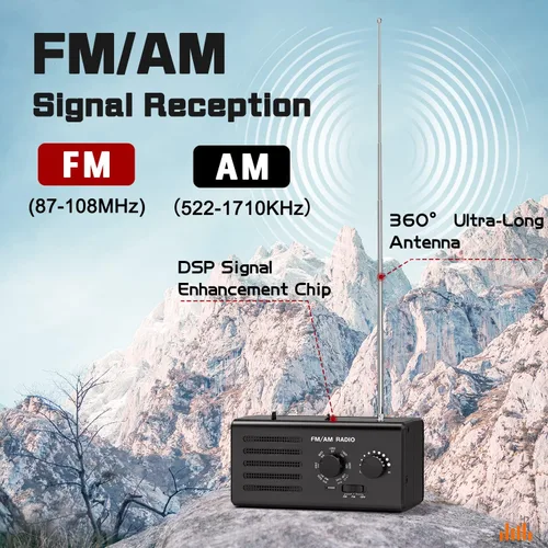 Miniatura 2 de Radio AM FM portátil, radio transistor Goodes enchufable de pared con batería con la mejor recepción, altavoz fuerte, excelente sonido, radios Cian