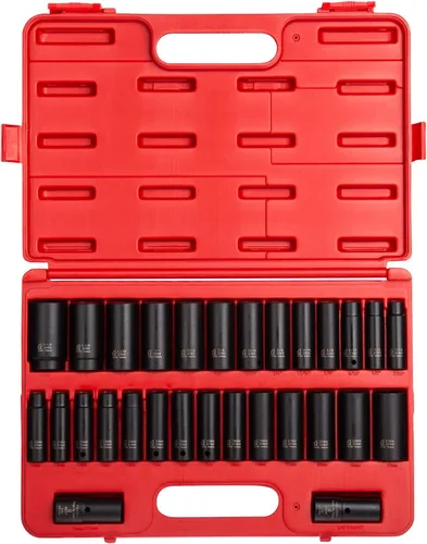 Miniatura 2 de Sunex - Juego de llaves de vaso de impacto doble profundo de 1/2 pulgada de 29 piezas + juego de extensión de impacto de 4 piezas