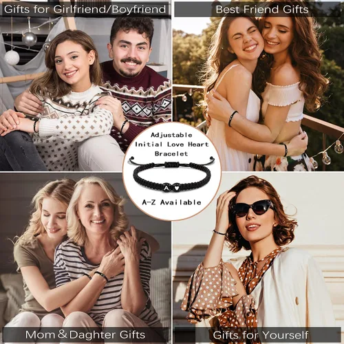 Miniatura 6 de Btysun Pulseras con iniciales para mujeres, adolescentes, niñas, mejores amigas, regalos de cumpleaños, graduación, ajustable, letras A-Z, pulseras