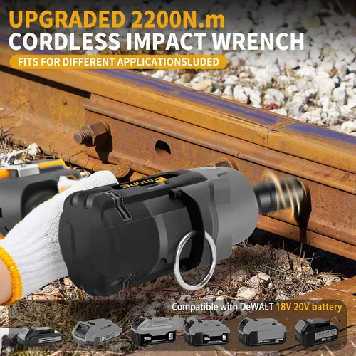 Miniatura 3 de Pistola de impacto inalámbrica de 1/2 pulgada 1623FT-LBS compatible con batería DeWalt, llave eléctrica sin escobillas de 2200 Nm con luz LED