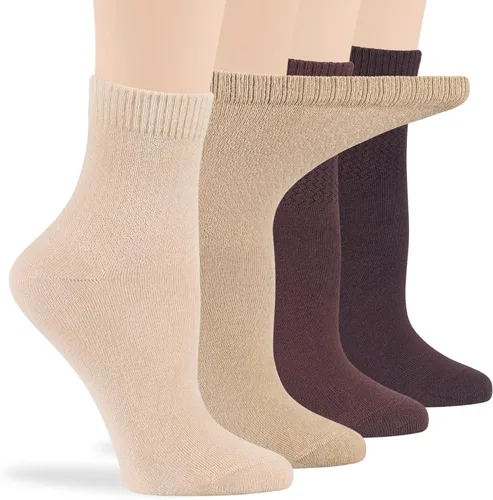Miniatura 40 de 7BIGSTARS KINGDOM Women's Cotton Quarter Non-Binding Diabetic Fashion Socks-L-M-4 Pack-Multicolor