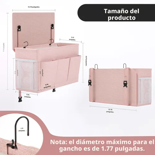 Miniatura 2 de Edudif Organizador de Cabecera de Doble Propósito, Organizador de Cama con 6 Bolsillos, Solución de Almacenamiento Versátil para Mesita de Noche