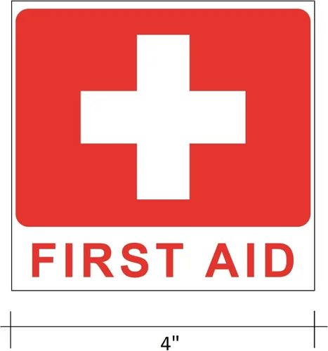 Miniatura 2 de Calcomanías de etiquetas de seguridad ISO para kit de primeros auxilios, calcomanías de vinilo de 4 x 4 pulgadas (paquete de 5), resistentes a