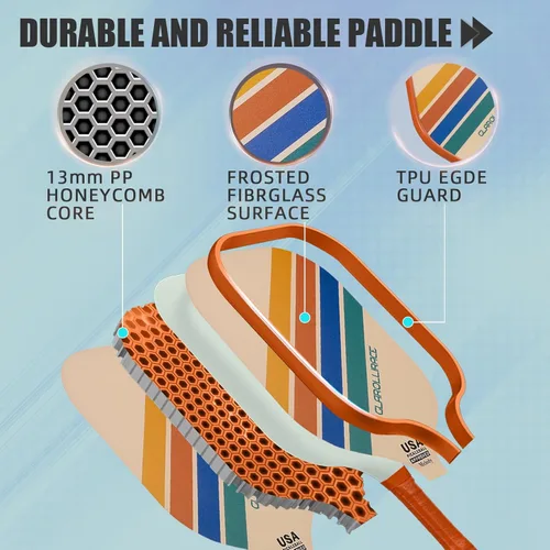 Miniatura 3 de Juego de 2 palas de pickleball 4 raquetas de pickleball, juego de pickleball aprobado por USAPA, superficie de fibra de vidrio fibra de carbono