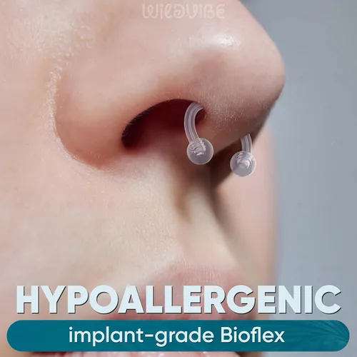 Miniatura 2 de Bioflex - Retenedor de tabique transparente de 0.66 onzas (0.56 oz), piercing de labio transparente para mordeduras de serpiente, mordeduras