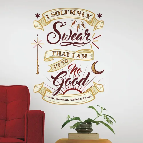 Miniatura 2 de RoomMates RMK3607GM Harry Potter Marauder's Map Quote - Calcomanías de pared gigantes para despegar y pegar, color marrón