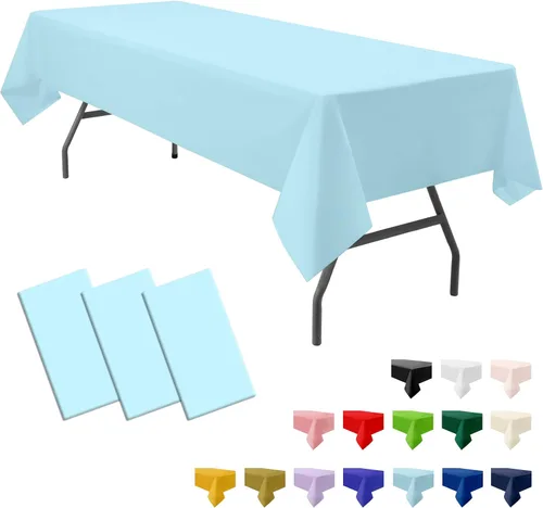 Miniatura 15 de Paquete de 3 manteles de plástico premium negros desechables de 54 x 108 pulgadas. Mantel rectangular desechable para mesas de fiesta