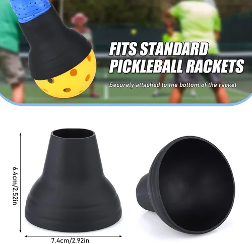 Miniatura 2 de TOBWOLF 2 piezas de recolector de pelotas de pickleball, recogedor superior de pickleball de silicona, succión universal para pala de pickleball