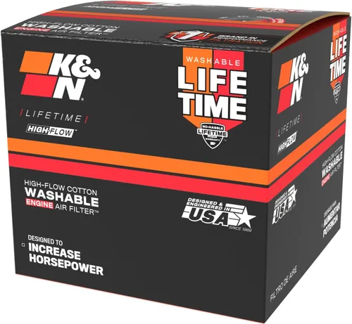Miniatura 11 de K&N Filtro de aire universal con abrazadera original de alto flujo: alto rendimiento, premium, lavable: diámetro de brida: 2 pulgadas, altura