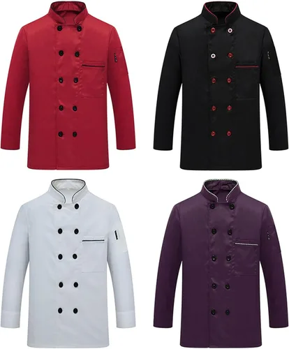 Miniatura 6 de Chaqueta de chef unisex, color de contraste, ropa de cocina, abrigo de chef de manga larga, uniforme de chef para trabajo