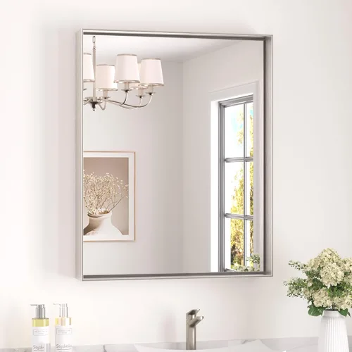 Miniatura 47 de Keonjinn Espejo de baño negro de 16 x 20 pulgadas, pequeño espejo negro con marco de metal, espejos rectangulares de montaje en pared, esquina