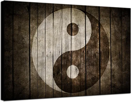 iHAPPYWALL Lienzo decorativo vintage con símbolo de Yin Yang para pared, diseño de paz espiritual en blanco y negro, Tao, chismes, religión china,