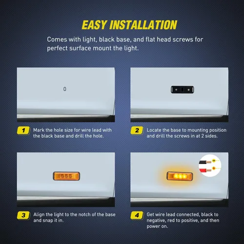 Miniatura 3 de Nilight 2 piezas de 3.9 pulgadas de luces indicadoras laterales delanteras y traseras, 3 luces LED ámbar, lámpara de clearance, sellada e Ámbar 2