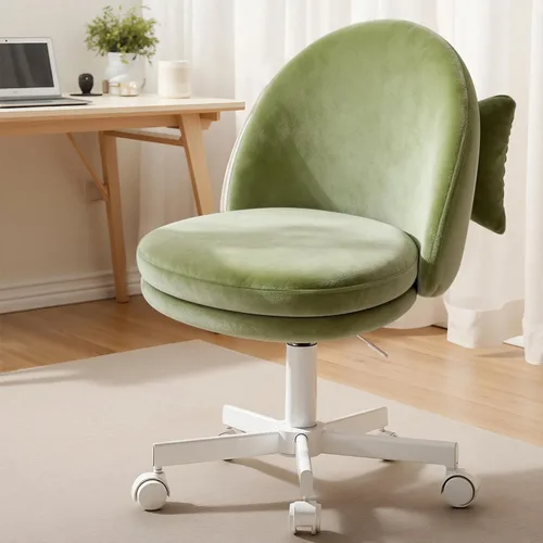 Miniatura 12 de GTPLAYER Silla de oficina alta de terciopelo con ruedas, sillas de tocador con respaldo, altura versátil: taburetes de oficina a bar, silla