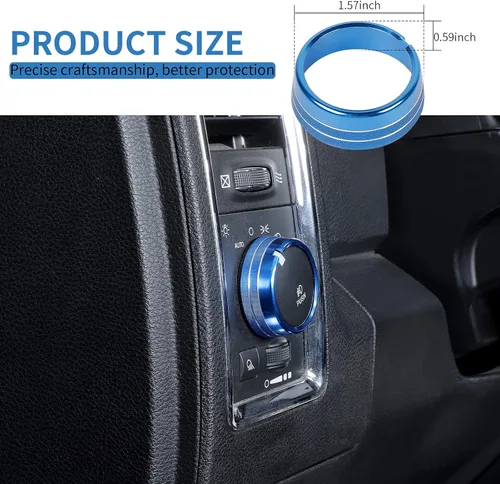 Miniatura 4 de Voodonala para Dodge RAM - Cubierta de perilla selectora de ajuste de interruptor de faro delantero de aluminio para Dodge RAM 2010-2017, accesorios